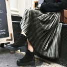 Fashion 2017 Autumn Winter Skirt Women Casual Pleated Skirts Vintage Retro Velvet Skirt Solid Elasti
