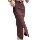 Autumn and winter new wind knitted skirt long side of the side of the fork is a thin skirt female sk