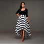 2017 Fashion Summer Women\'s Set Sexy Long Striped Skirt + Long Sleeve T-Shirts Two Pieces Sets Fema