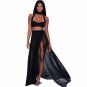 2017 Summer Women Chiffon Beach Dress Set Sexy Halter Cropped Tops Long Split Skirt Female Maxi Casu