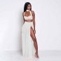 2017 Summer Women Chiffon Beach Dress Set Sexy Halter Cropped Tops Long Split Skirt Female Maxi Casu