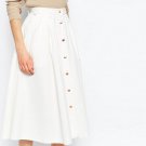 Solid Color Fashion Skirts Women Autumn High Waist Single Button Midi Skirts Brief Style Female Sexy