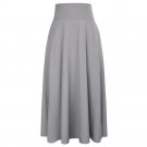 2017 New Autumn Winter Women Gray Retro High Waist Pleated Belted Maxi Skirt S-XXL BPAF1005 Black Gr