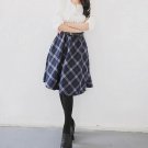 Women Plaid Skirts Tartan Woolen Plaid Skirts Kilt Winter Wool Umbrella A Line Vintage Plaid Skirt P