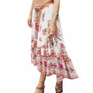Summer Women 2017 Floral Printed Casual Loose Long Skirt Boho Ladies Asymmetrical Hem Party Beach Cl