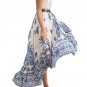 Summer Women 2017 Floral Printed Casual Loose Long Skirt Boho Ladies Asymmetrical Hem Party Beach Cl