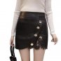 Fashion Women PU Mini Skirts Spring Lace patchwork irregular High Waist Soft Leather Skirt Sexy Slim