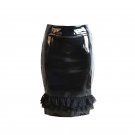 ladies PVC Skirt pencil Skirt with Lace Patchwork high waist Bodycon Skirt Party Nightclub Wear w618