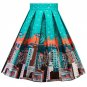 Women\'s Vintage Floral Print Swing A Line Skirt Multicolor Casual Party Cotton Midi Skirts