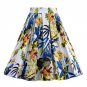 Women\'s Vintage Floral Print Swing A Line Skirt Multicolor Casual Party Cotton Midi Skirts