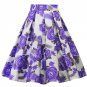 Women\'s Vintage Floral Print Swing A Line Skirt Multicolor Casual Party Cotton Midi Skirts