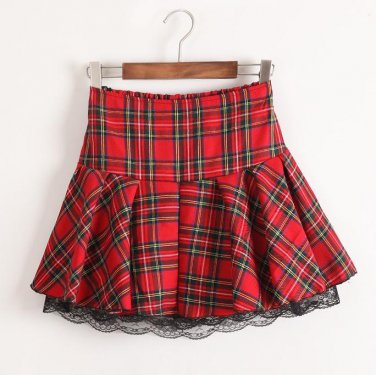 7 Colors Size S-XXXL Plus size High quality Preppy style students plaid mini skirts school uniform s