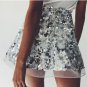 mesh patchwork skirt Women Sexy High Waist Party Glitter Mini Skirt Bodycon sequin skirt back zipper