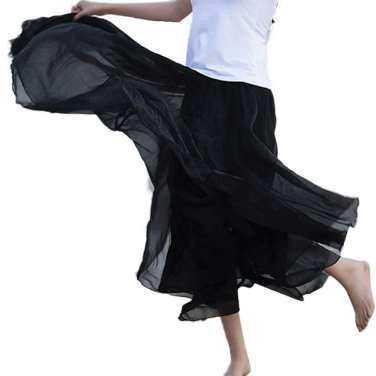 Women Chiffon Long Skirts Candy Color Pleated Maxi Skirts 2017 Spring Summer Autumn Skirts 10 Candy 