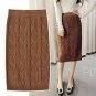 Women New 2017 Winter Fashion High Quality Vintage Diamond Knit Bodycon Mid Skirt Women Winter Warm