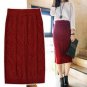 Women New 2017 Winter Fashion High Quality Vintage Diamond Knit Bodycon Mid Skirt Women Winter Warm