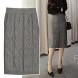 Women New 2017 Winter Fashion High Quality Vintage Diamond Knit Bodycon Mid Skirt Women Winter Warm