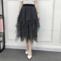Autumn Winter Fashion Elasti Ball Gown Skirt Female High Waist Tutu Mesh Skirt Women Mid-Calf Poker
