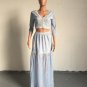 Summer Elegant Chiffon Long Skirt + Crop Tops Women\'s 2 Piece Set Sexy Holes Hollow Out Front Back 