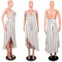 Crop Tops and Skirt Set Summer Striped Women 2 Piece Set Sexy Deep V Backless Bandage T-shirt + High