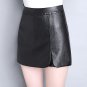 Autumn Women Winter PU Leather Shorts Skirts Female Casual Mini Skirt Ladies Mid Waist Black Short P