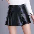 Autumn Skirts Womens Fashion Korean Sexy Pleated Skirt Black PU Leather Skirts Sexy Short Mini Skirt