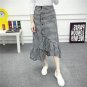 2017 Winter Women Irregular Black Plaid Skirt Female Slim Fashion Elastic Waist Mid Calf Long Lower