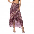 2018 Women Bohemian Summer Beach Skirt Floral Print Maxi Skirts Ladies High Waist Irregular Hem Boho