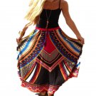 Summer Thai Wind Print Women Big Hem Long Maxi Skirt Boho Sexy Lace Up Belt Skirts Womens