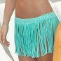 White Tassel Crochet Beachwear Crisp Cyan Fringe Mini Skirt Cover up L38301-3