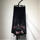 MUMUZI Women Long Irregular Skirt Velvet Fringed Fashion Skirts With Tassel High Quality Flower Embr