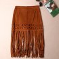 2016 new women skirt spring and summer hollow pencil fringed suede skirt