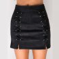 2017 Autumn lace up leather suede pencil skirt Winter cross high waist skirt Zipper split short sk