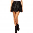 Faux Leather Skirt Women Saia 2017 PU Skirts Autumn Fashion Fringe Tassel High Waist A-Line Mini Wom