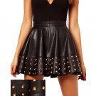 2016 High Quality Sexy Women High Waist Leather Fashion Faux Black Skirts Vinyl Skirts With Rivet W7