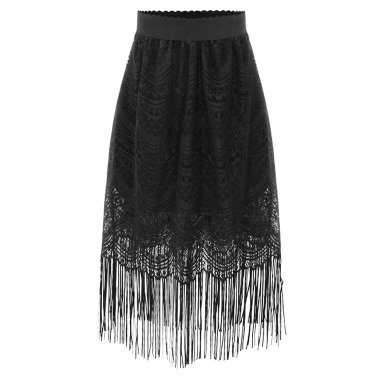 2018 New Spring Women\'s Lace Solid Color Half-length Skirt Waist Slim Fringed Temperament Half Skir