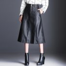 Female PU skirts 2017 autumn winter new leather skirt A word skirt long section of high waist 6060