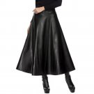 Long Skirt Women Saia Leather Skirt 2017 Faldas Tutu Autumn Winter High Waist Vintage Fashion Pleate