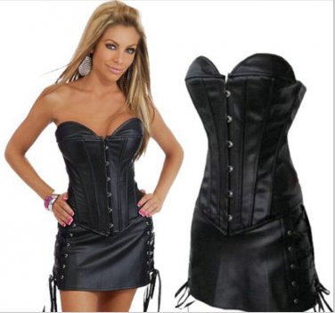 Black Red Leather Corset Plus Size S/M/L/XL/XXL/3XL/4XL/5XL/6XL Body Shapers Latex Strapless Bustier