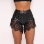 Women Sexy Mesh Patchwork PU Leather Shorts Slim Tight High quality Tassel Zipper Leather Mini Short