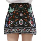 Spring Mini Cotton Floral Women Skirts Short Black Embroidered Boho Skirt High Waist Floral Vintage 