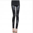 Fashion Women Ladies Leather Look Panel Leggings Jeggings Stretch Women Slim Pencil Pant Trousers Bl
