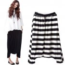 Women Baggy Harem Hip-Hop Dance Capri Pants Striped Flared Wide Leg Trousers