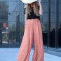 Lady Long Pants Drawstring Trousers Womens Casual Elastic Waist Chiffon Harem Office Pants