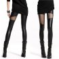 Hot Sexy Women Pants Slim See through Rock Punk Leggins Leather Trouser 2016 Spring New Stylish Patc