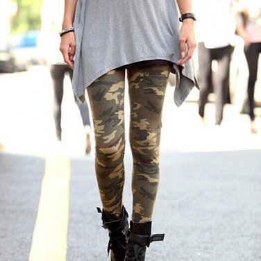 Womens Graffiti Style Slim Camouflage Stretch Trousers Army Legging Sexy Trousers Legging 3 Color