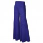 Women\'s High Waist Solid Color Stretch Plain Flare Pant Wide Leg Loose Long Trousers pantalones 14 