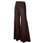 Women\'s High Waist Solid Color Stretch Plain Flare Pant Wide Leg Loose Long Trousers pantalones 14 