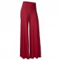 Women\'s High Waist Solid Color Stretch Plain Flare Pant Wide Leg Loose Long Trousers pantalones 14 