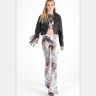 Women Boho Printed High Waist Stretch Slim Flare Bell Bottom Pants Long Trousers